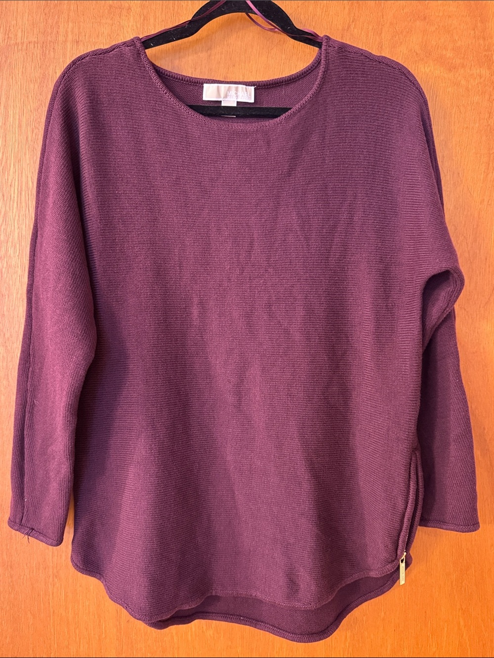 Michael Kors Wine Colored Fine-Knit Crew Neck Sweater